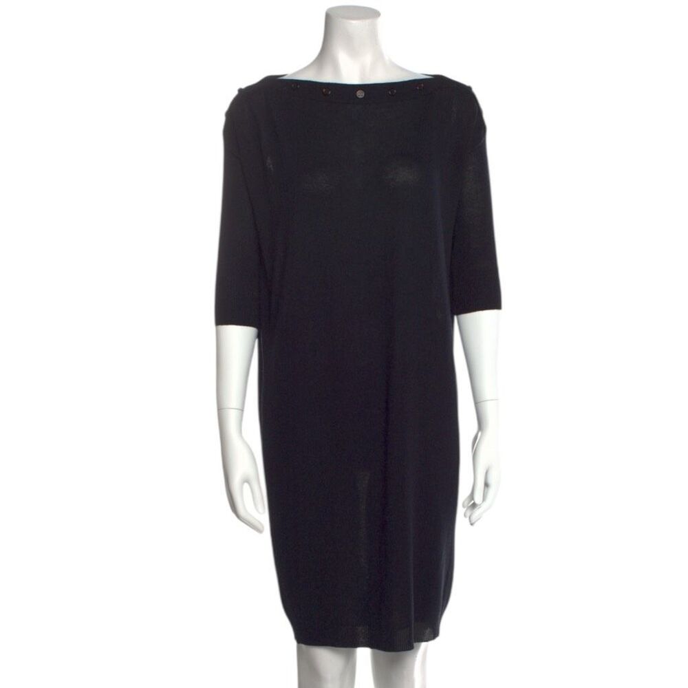 Balenciaga Black 3/4 Sleeve Bateau Neck Semi-Sheer Sz S - Picture 1 of 7